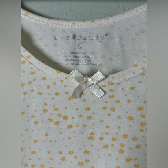 NWOT Eye Candy Top White Yellow Floral Cap Sleeve Top - Picture 5 of 5